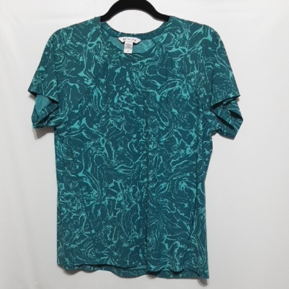 Athleta Teal Marble Short Sleeve Top
